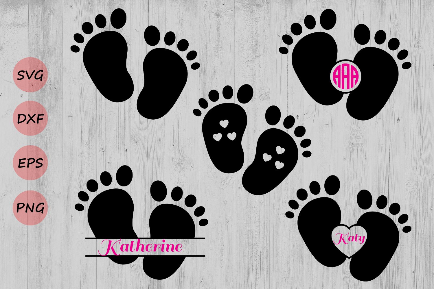 Children's feet are black on gray.
