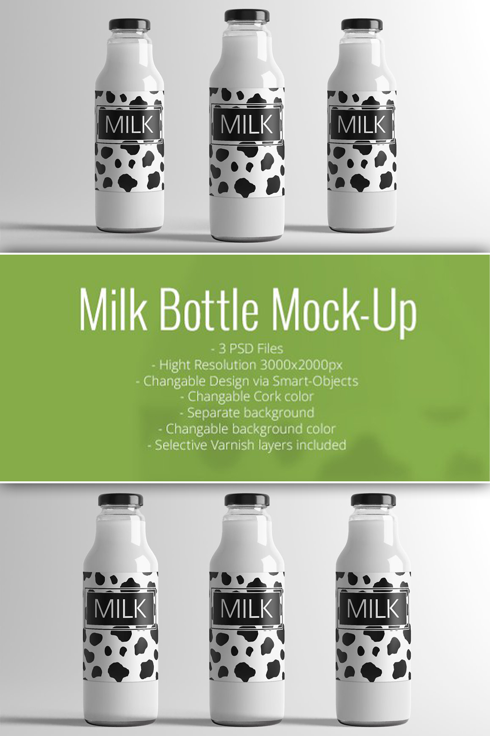 Milk bottle mock up of pinterest.