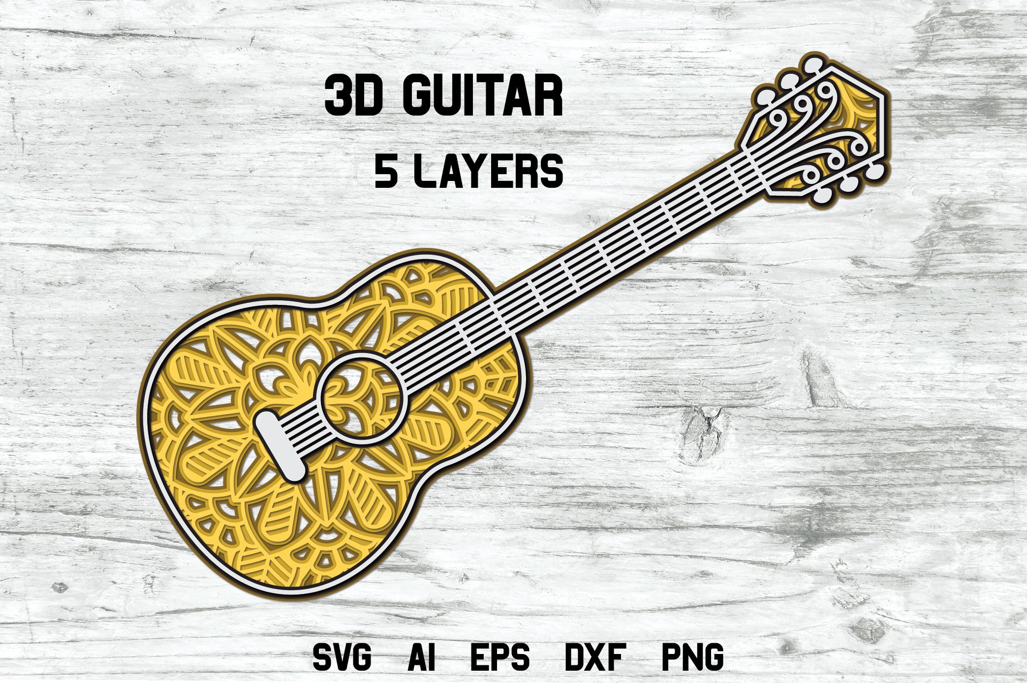 Different images of guitars with different textures.