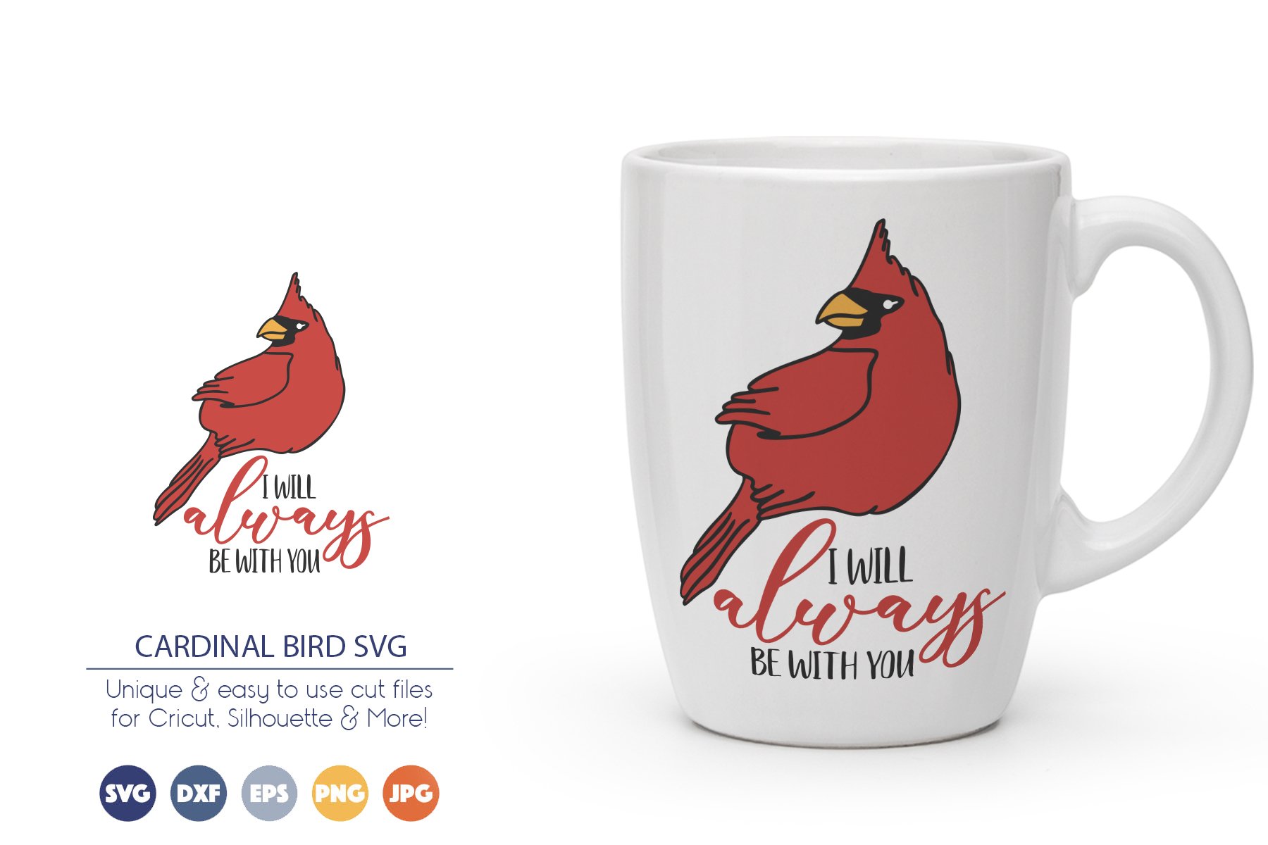 Coffee mug with a cardinal bird on it.