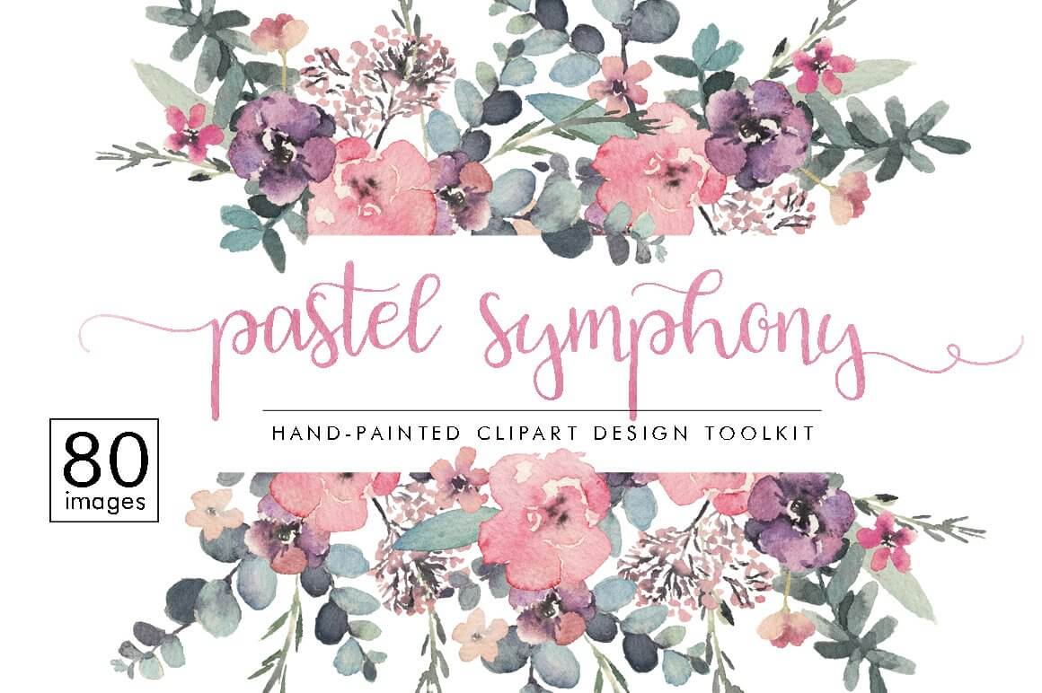 Pastel symphony hand-painted clipart design toolkit.
