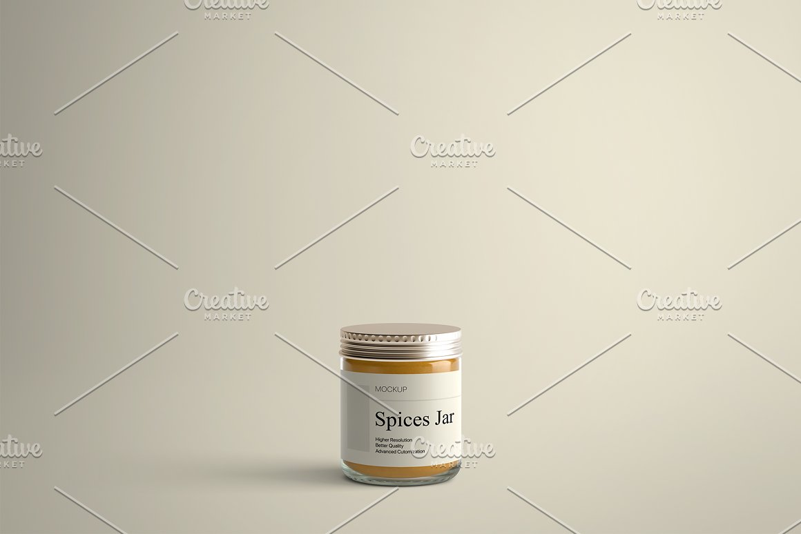 Yellow spices with a golden lid.