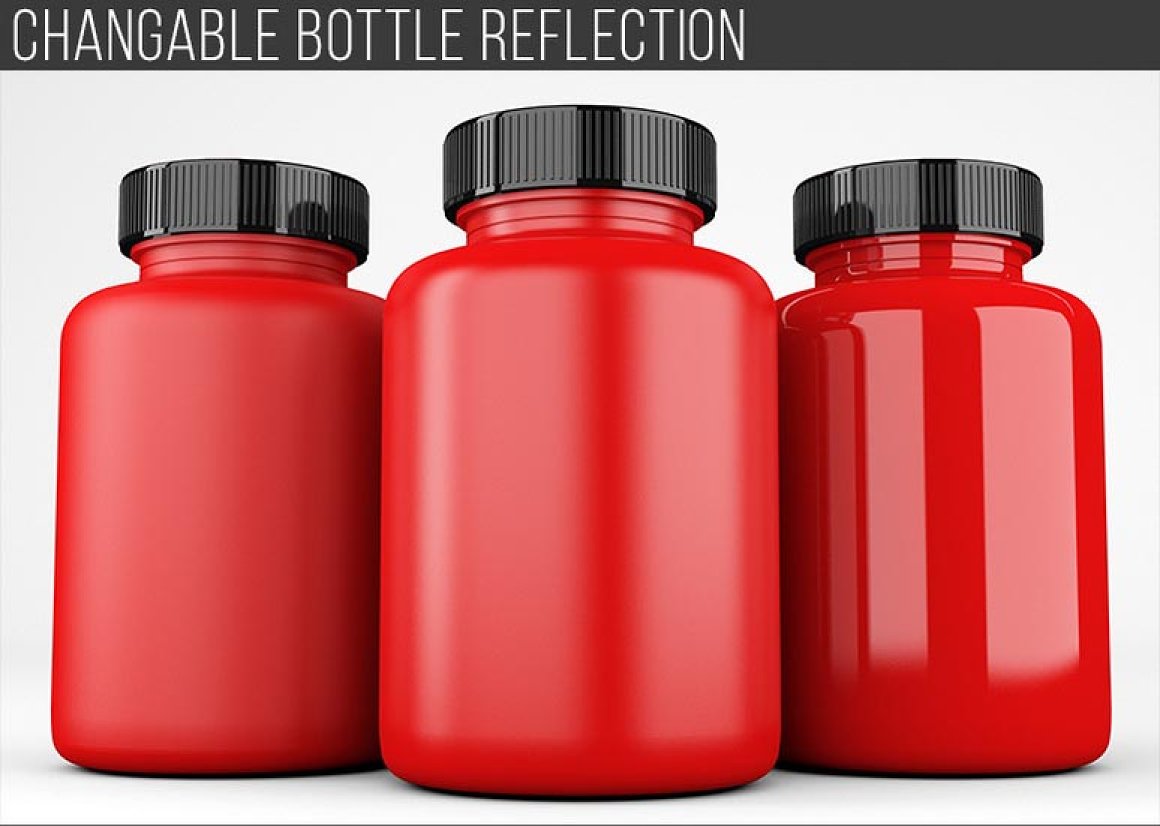 Red jars with black lids.
