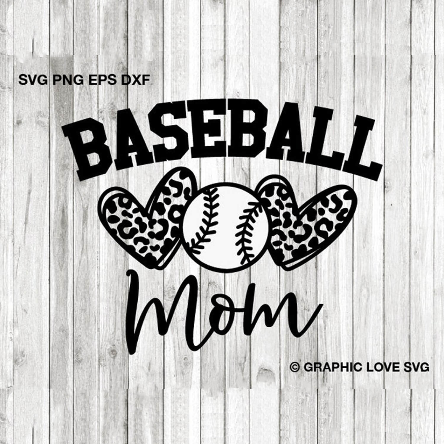 Baseball mom on the background of wooden boards.