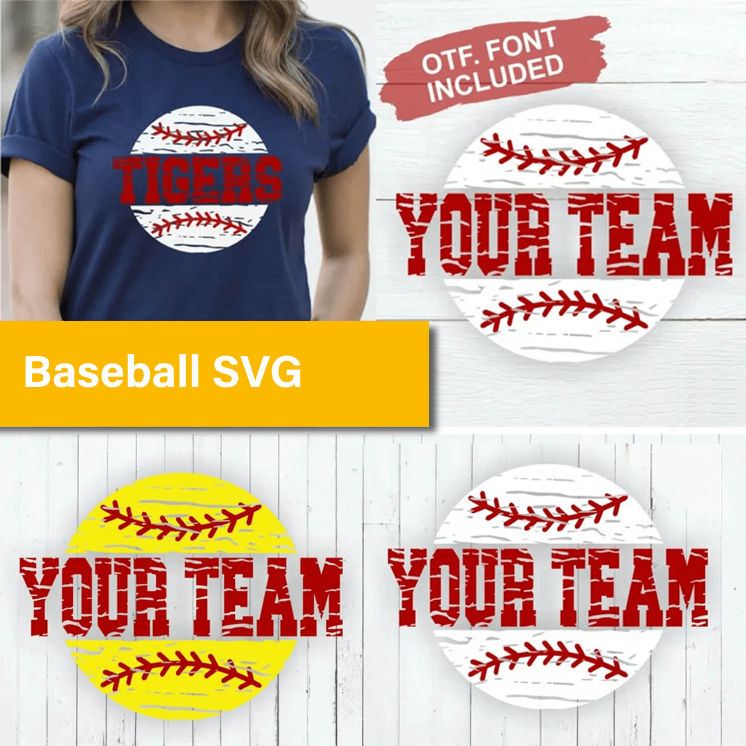 Baseball SVG, Distressed Split Baseball, Softball