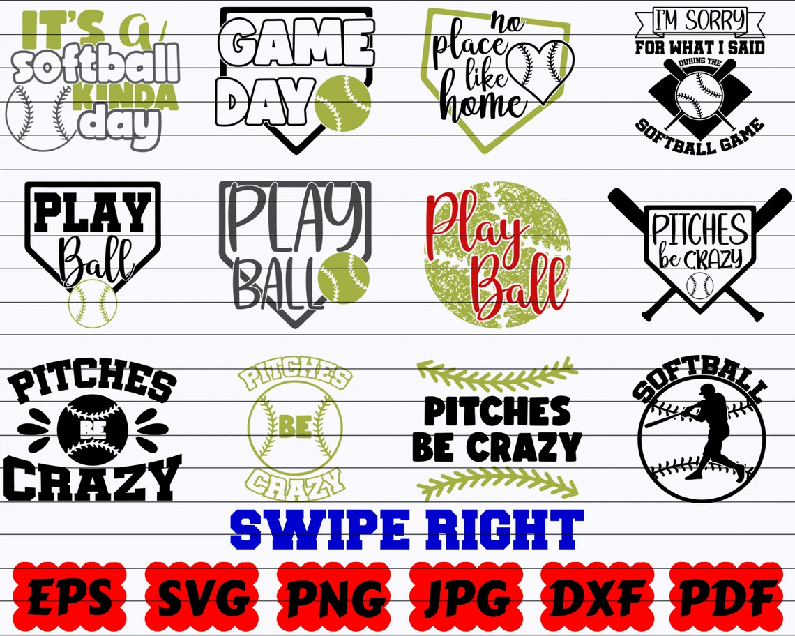 SVG Bundle with inscription "Game day" and "Play ball".