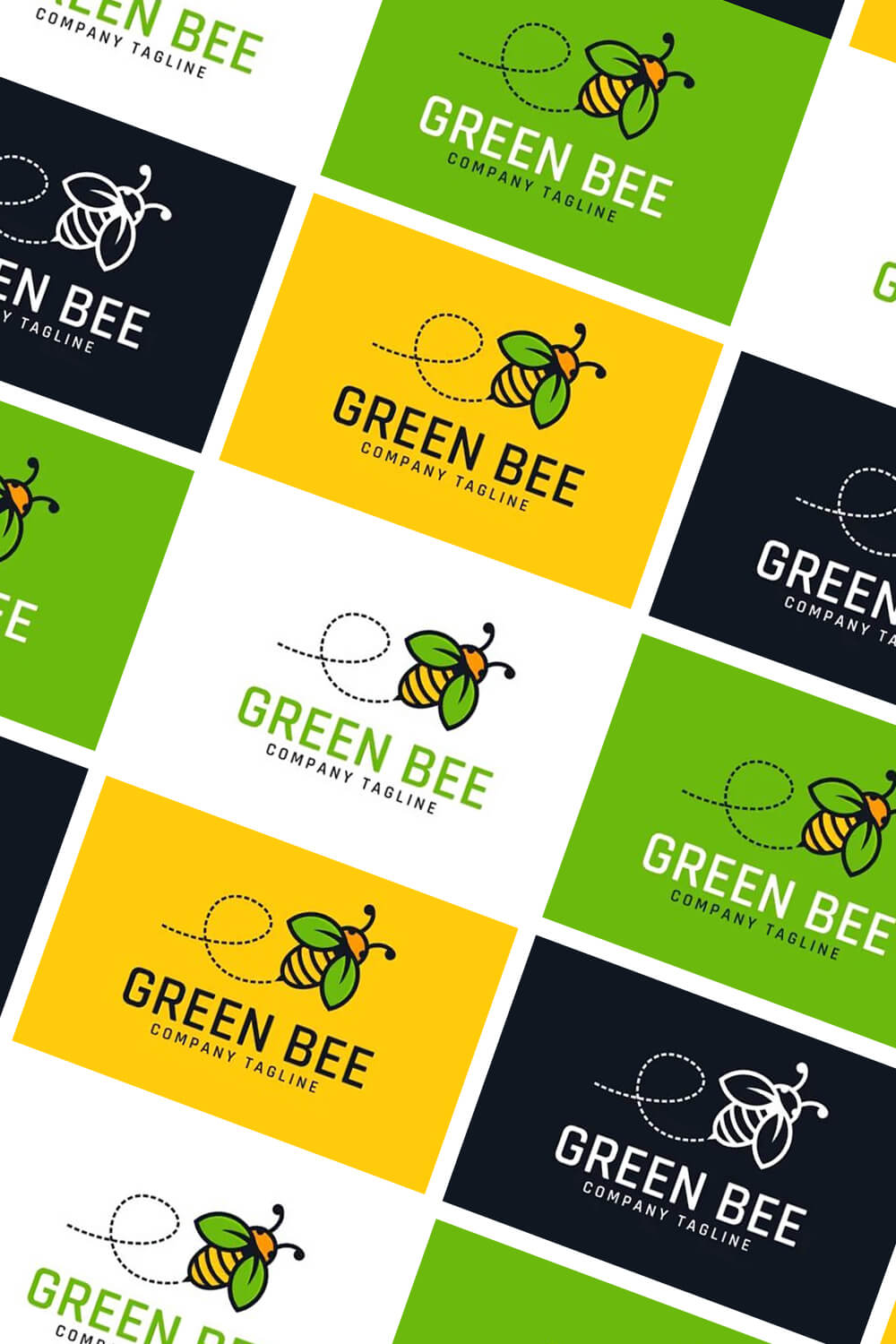 Diagonal picture of Green bee company tagline.