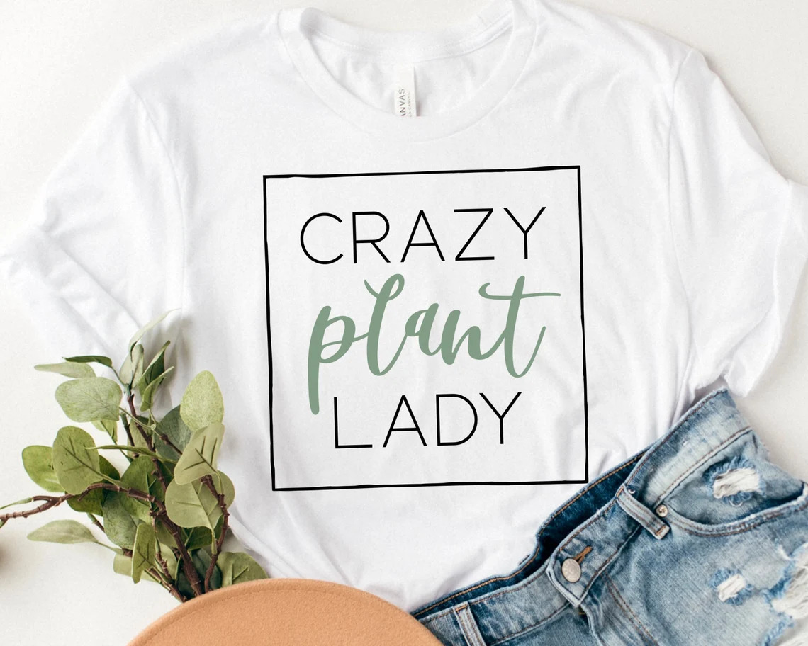 Headline with a plant on a white t-shirt print.