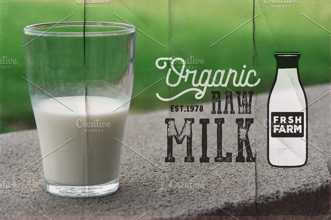 Organic milk in a glass cup.