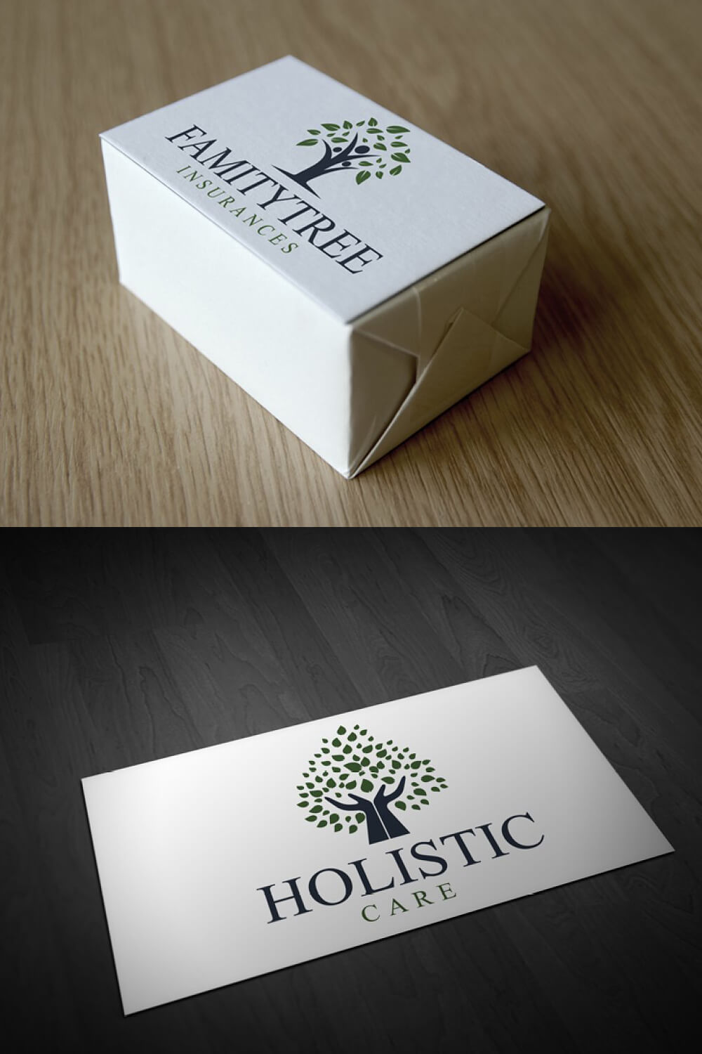 A business card with image tree and inscription "Holistic Care".