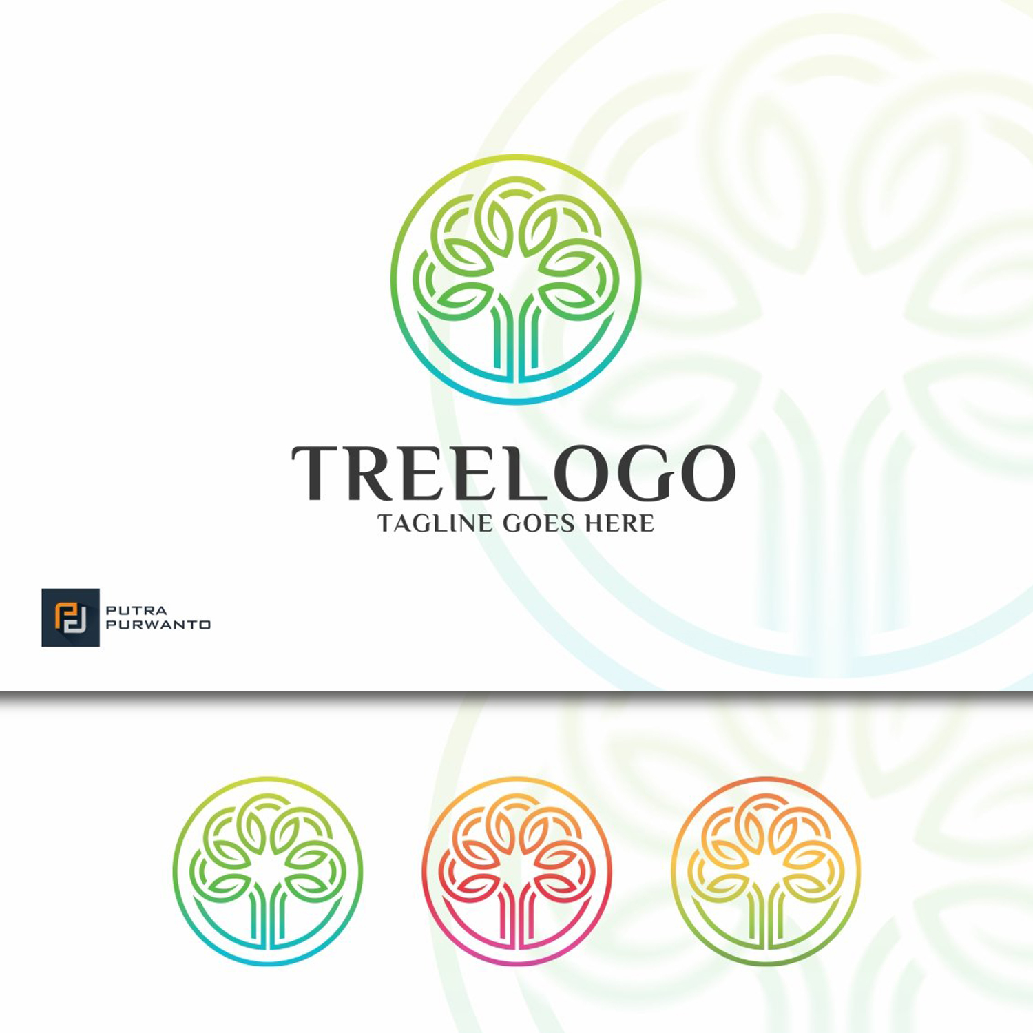 A color image of a treelogo with an inscription in black.