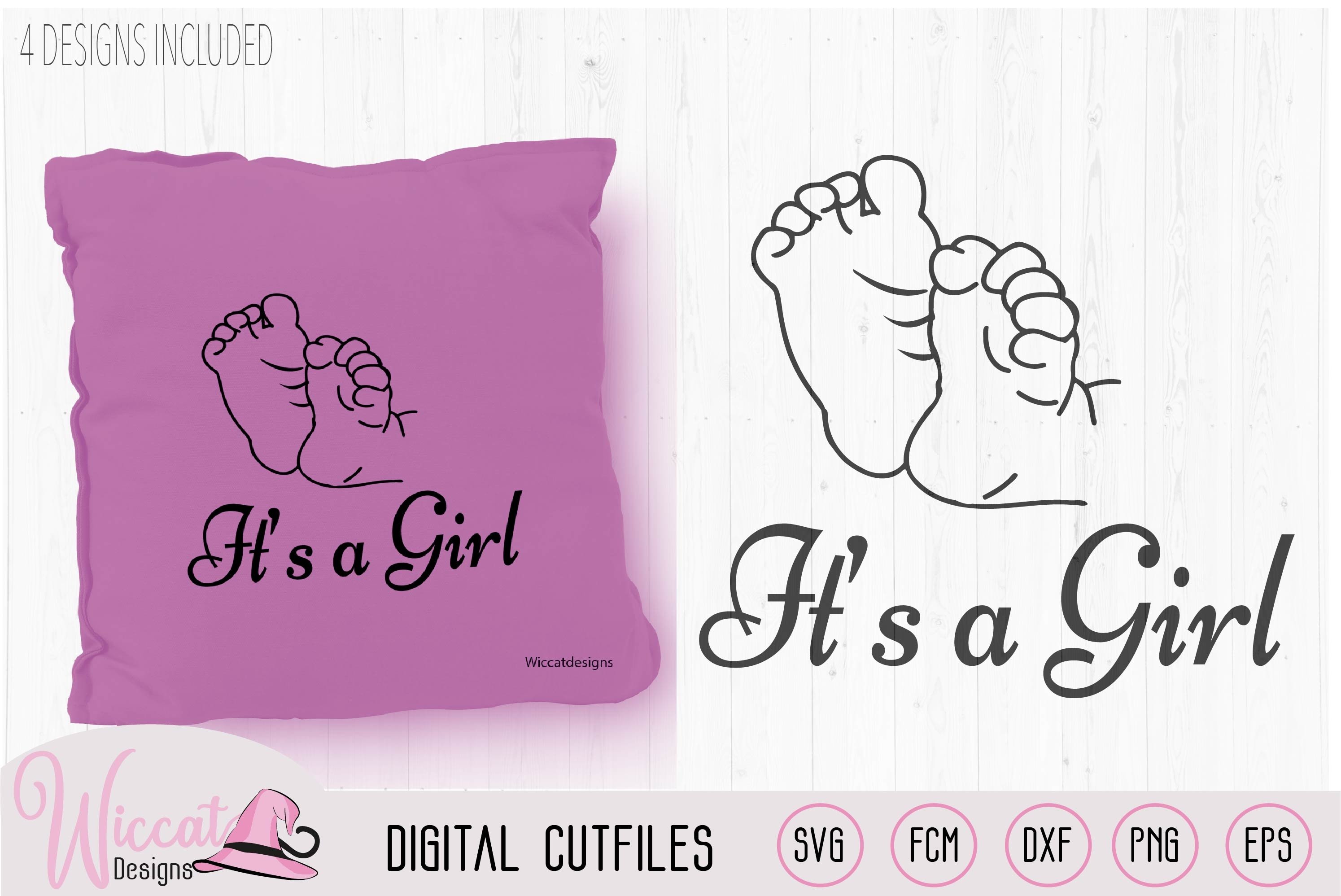 A print on a pink pillow with babies' feet.