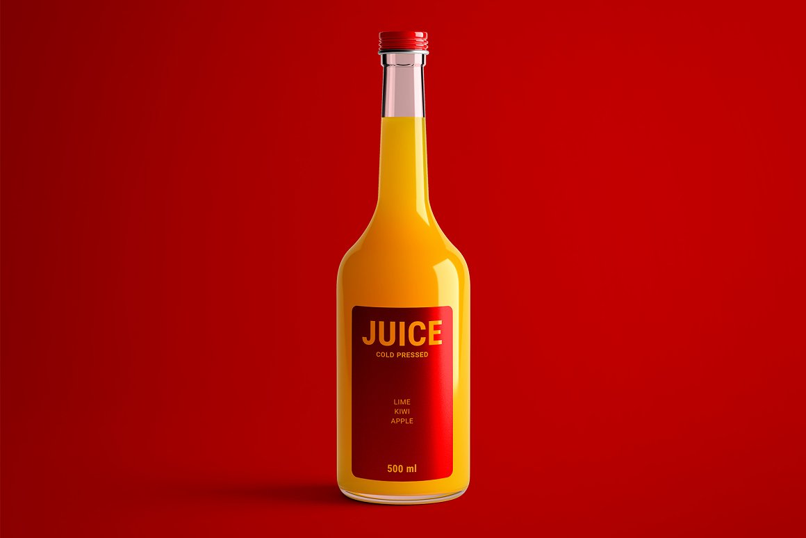 An orange bottle with a red label.