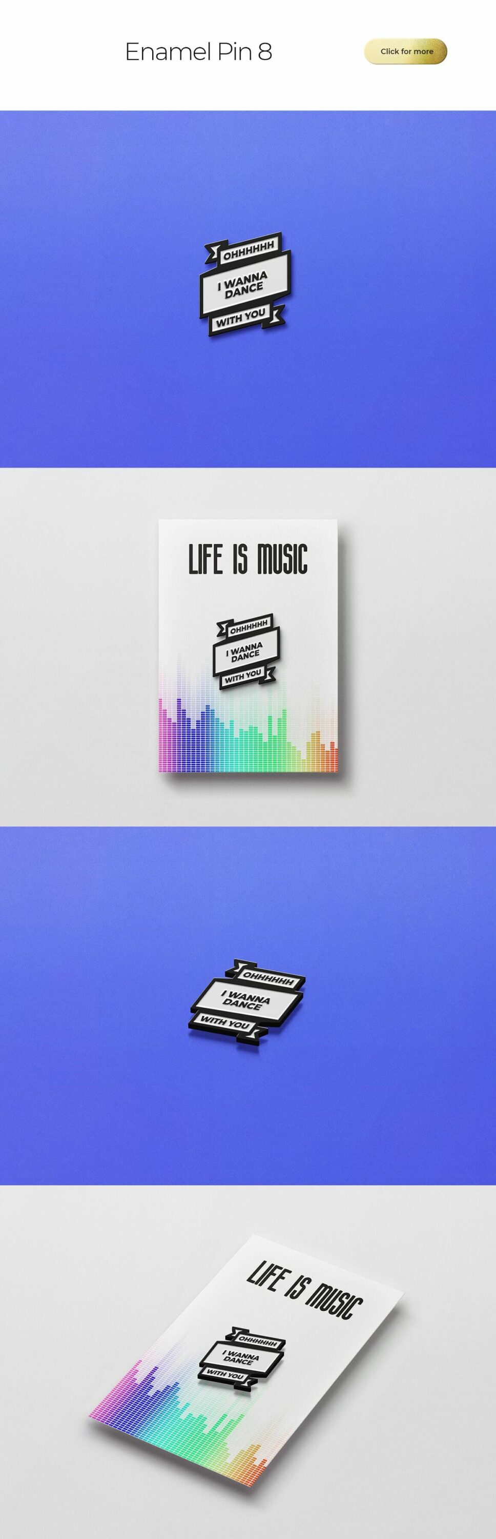 Cards with inscription "Life is music" on the white and blue backgrounds.