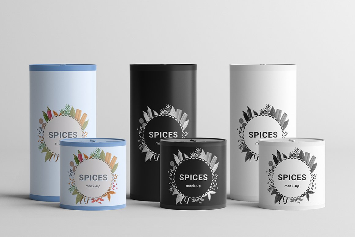White and black and blue spices.