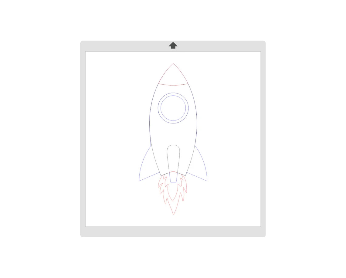 Rocket in a frame in contours.