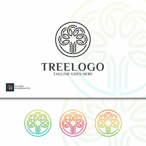 Black and white image of a tree logo with an unusual design.