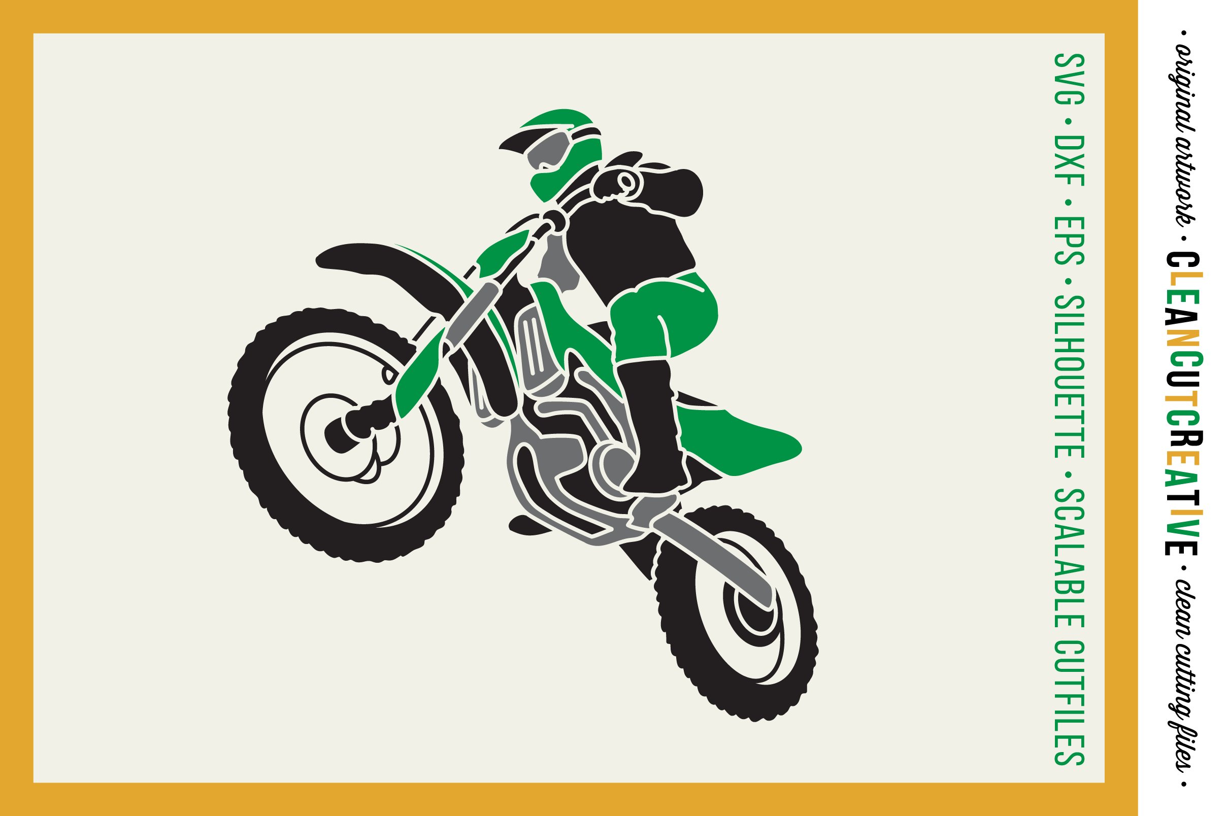 Green moto cross motorcycle print.
