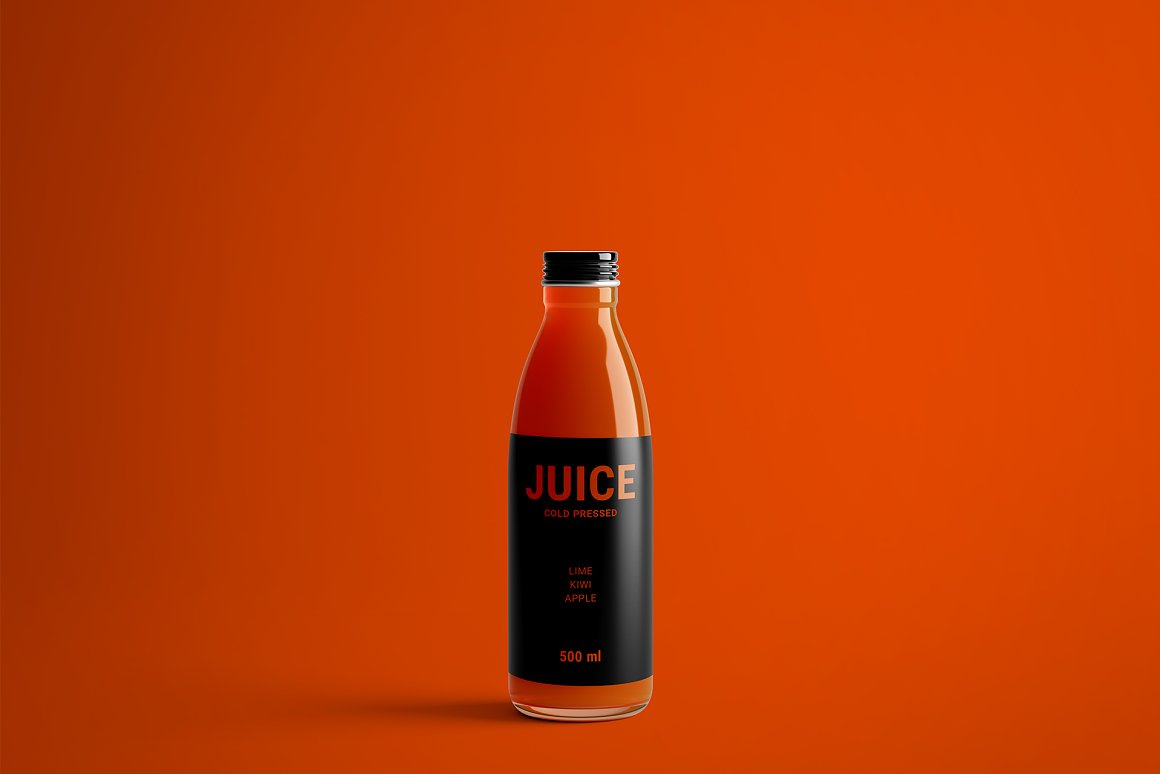 Orange bottle with a black label.