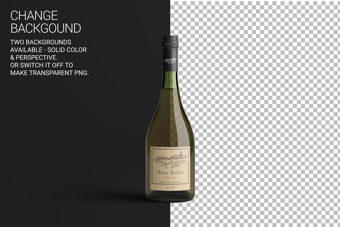 A bottle on a different background, black and with squares.