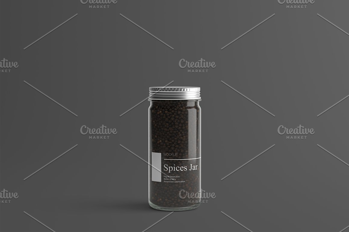 Dark jars with spices.