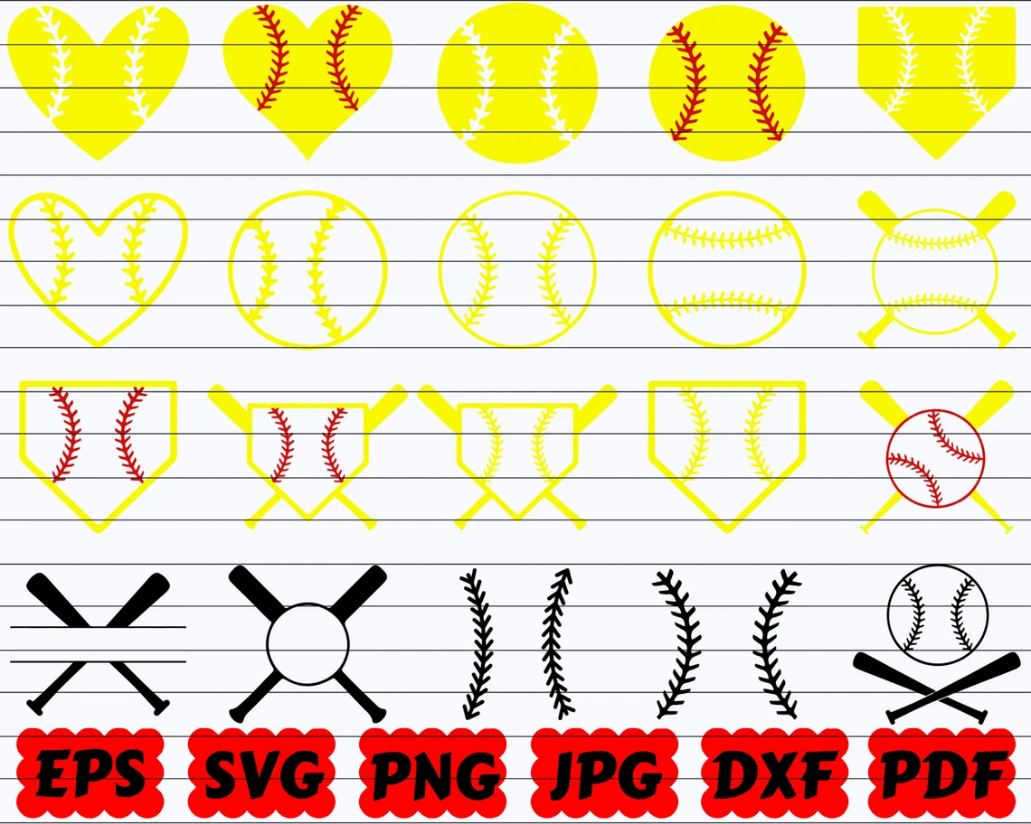 Frames and backgrounds of softball.