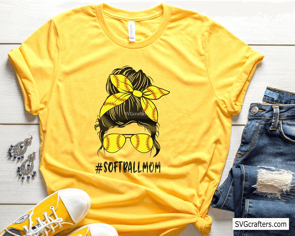 Softball mom on the yellow t-shirt.