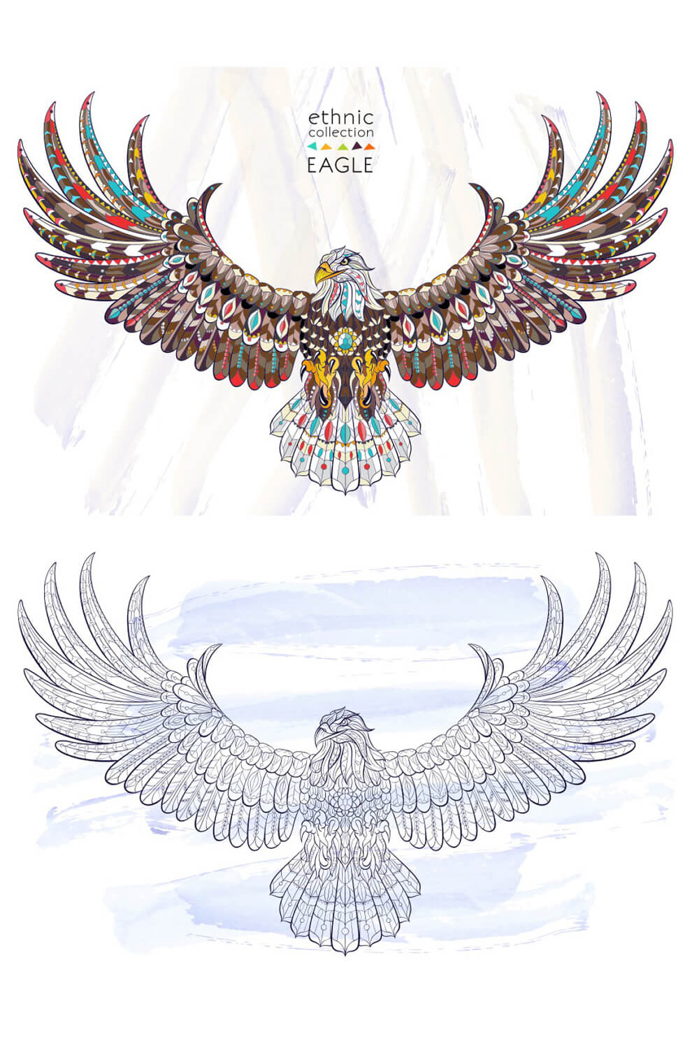 Image of transparent and colored eagles.