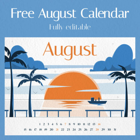 Free August Calendar Printable cover image.