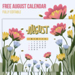 Free Editable August Flowers Calendar Printable – MasterBundles