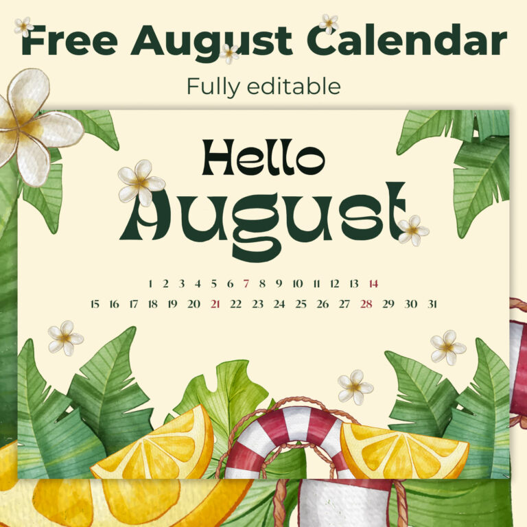 Free Printable August Calendar MasterBundles