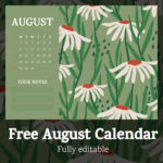 Free Chamomile August Fully Editable Printable Calendar Cover Image.