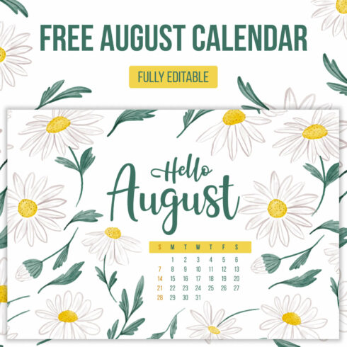 Free Editable August Calendar Cover Image.