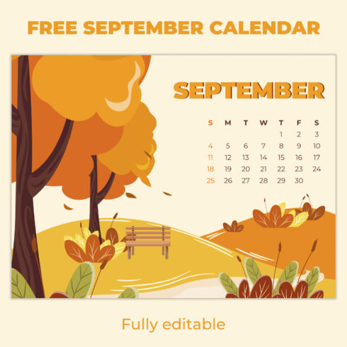 Free Printable September Calendar Cover Image.