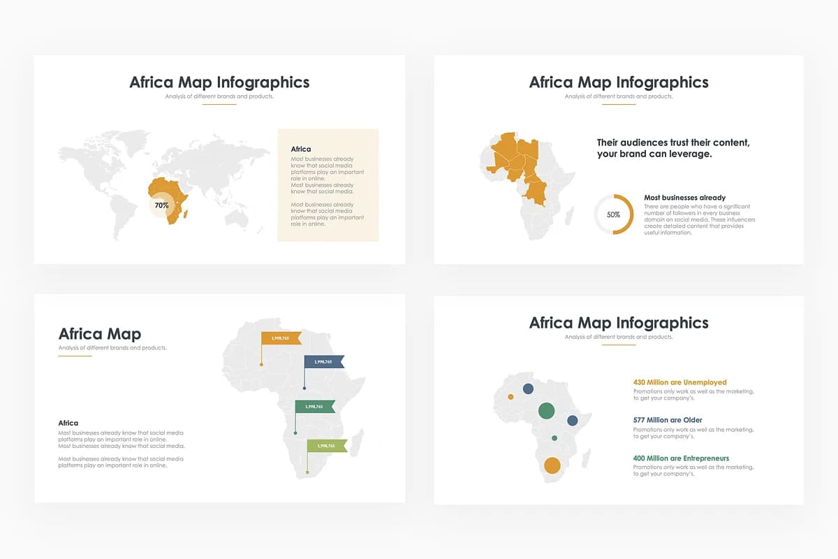 africa map infographics presentation template.