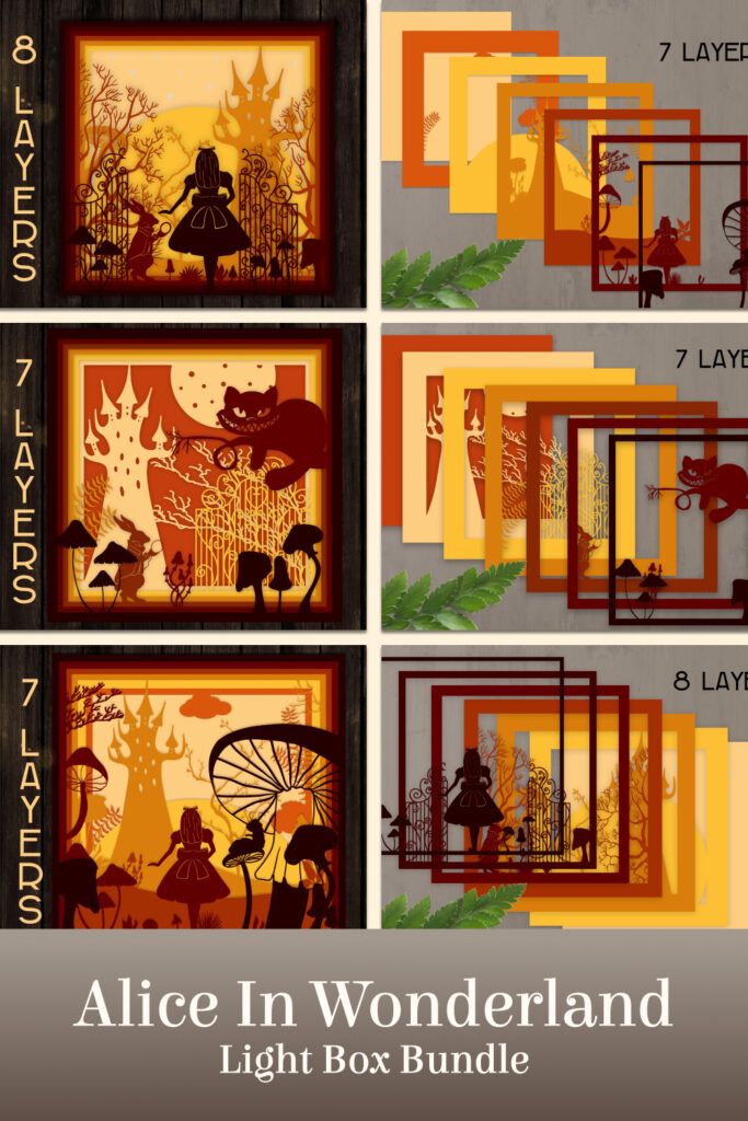 Alice In Wonderland Light Box Bundle Shadow Box 3d Svg – MasterBundles