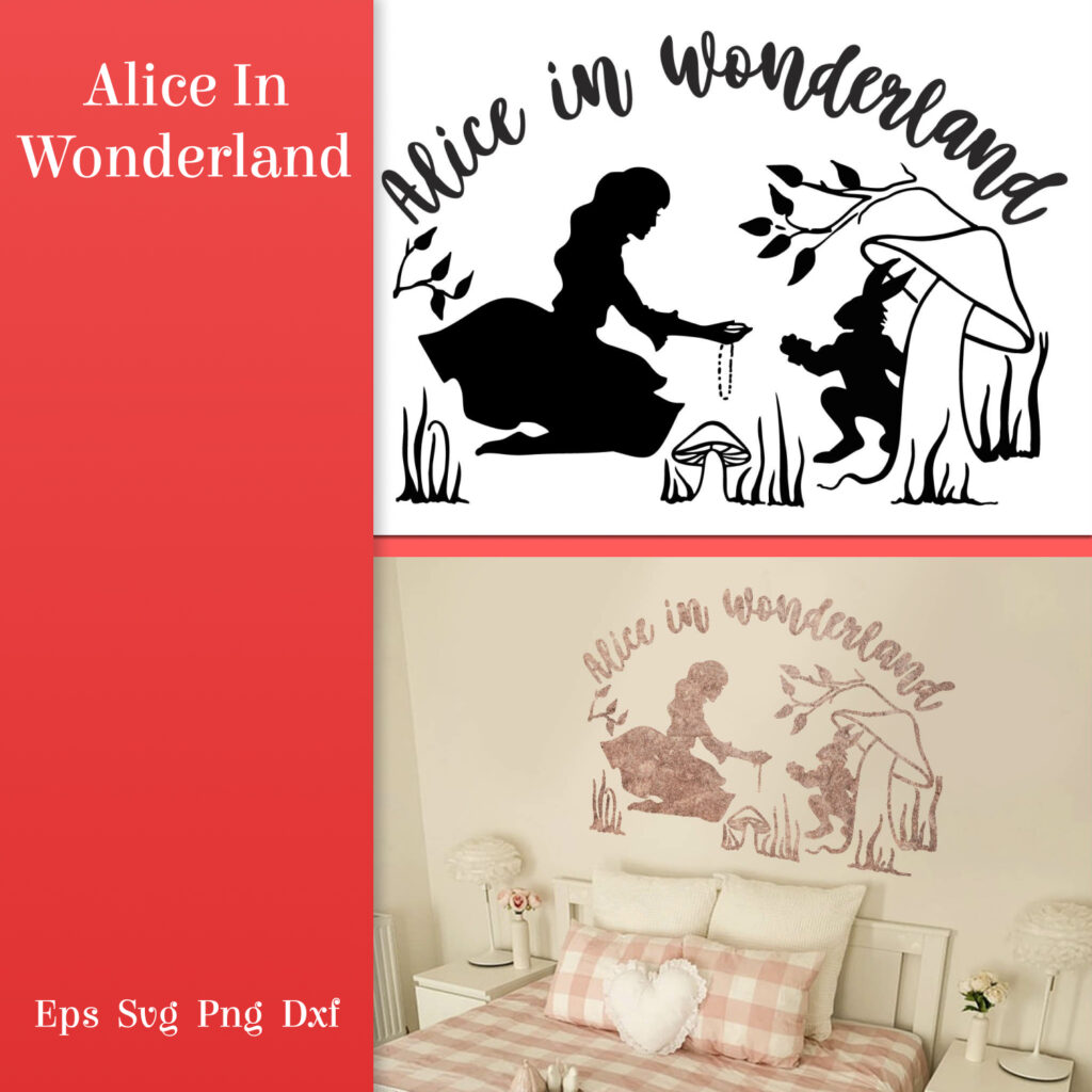 Alice In Wonderland SVG File. Alice And The White Rabbit. – MasterBundles