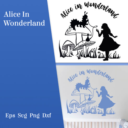 Alice in wonderland svg file preview.