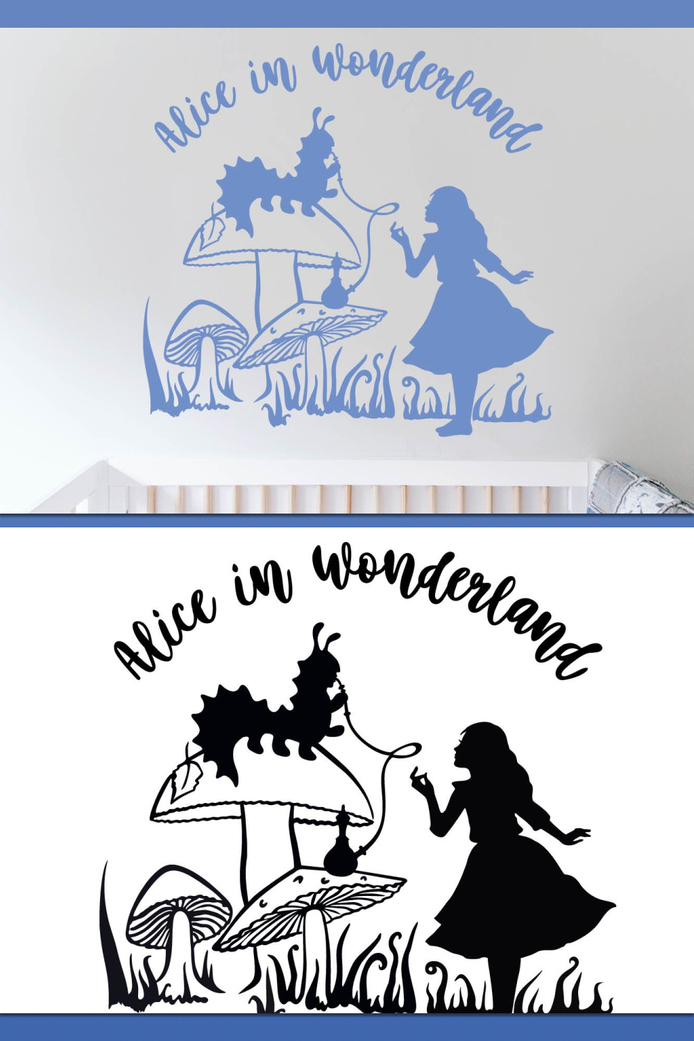 A preview of images in a blue style on the theme of a fairy tale.