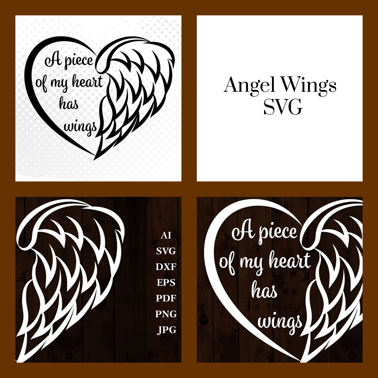 Angel wings svg preview.
