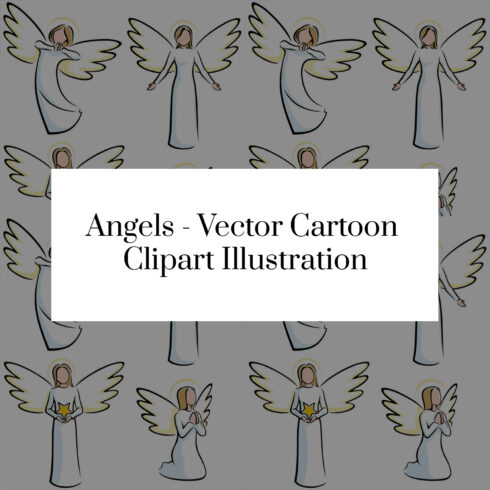 Prints of angels vector cartoon clipart illustration.