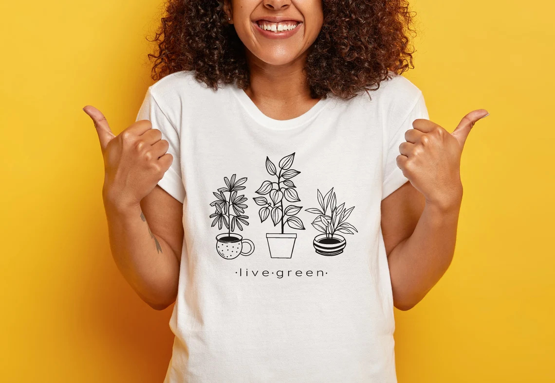The print is shown on the girl's T-shirt.