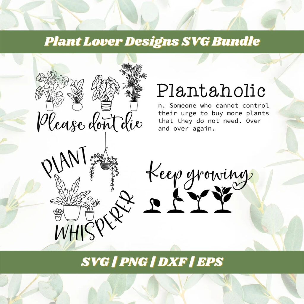 Plant SVG Bundle Set of 20, Plant Lover Svg Bundle, Pant Svg Files For ...