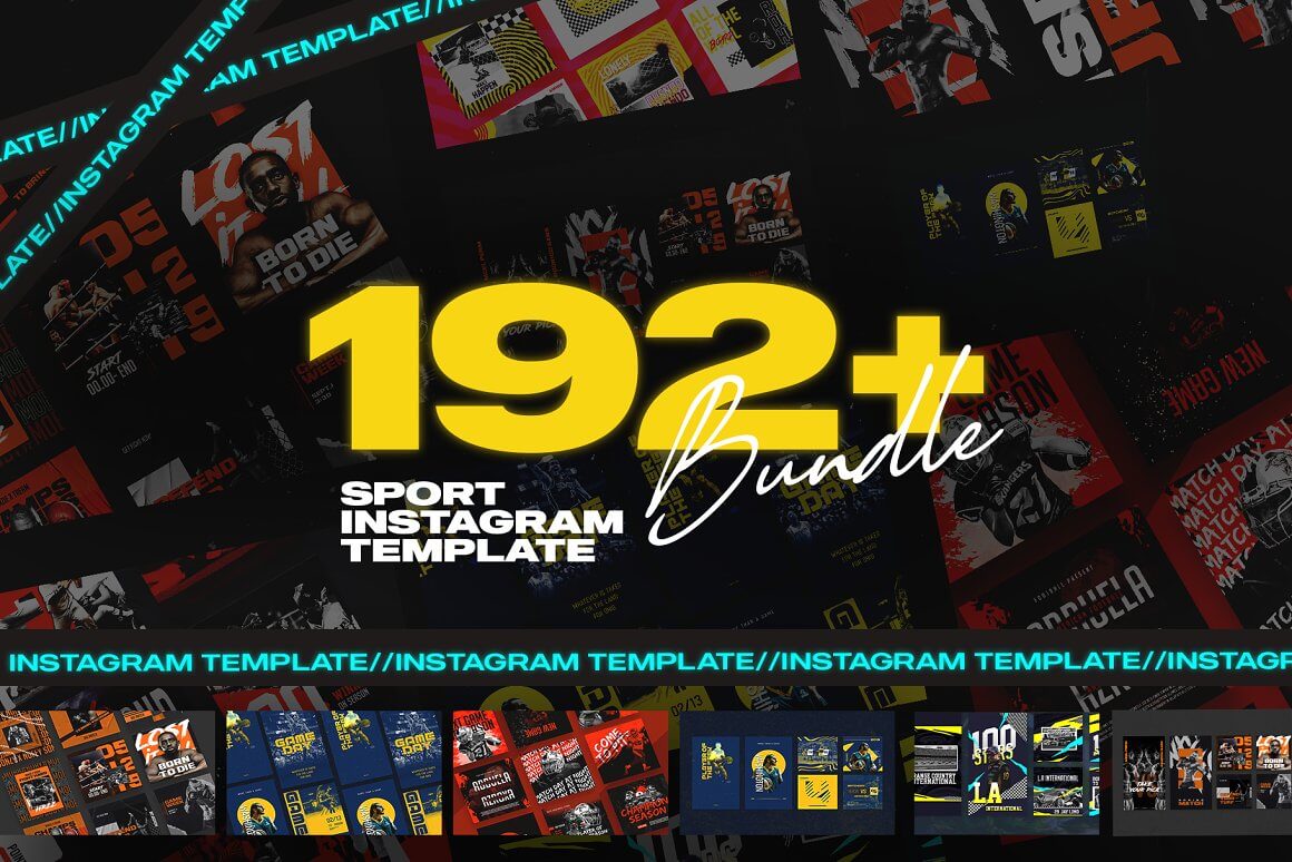 Lettering 192 sport instagram template close up.