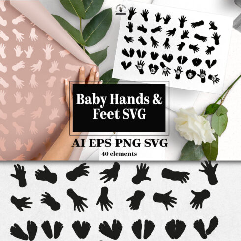 Prints of baby hands feet.