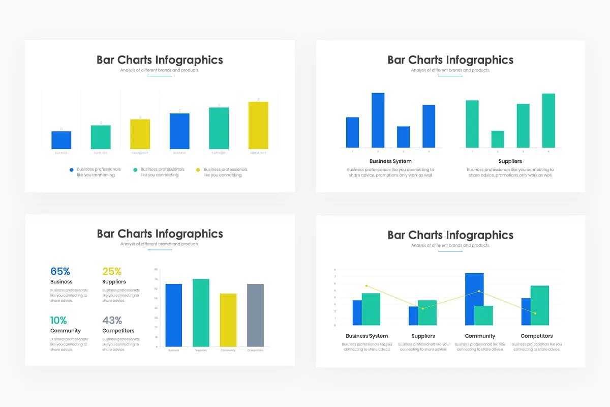 bar charts infographics powerpoint 2 template.