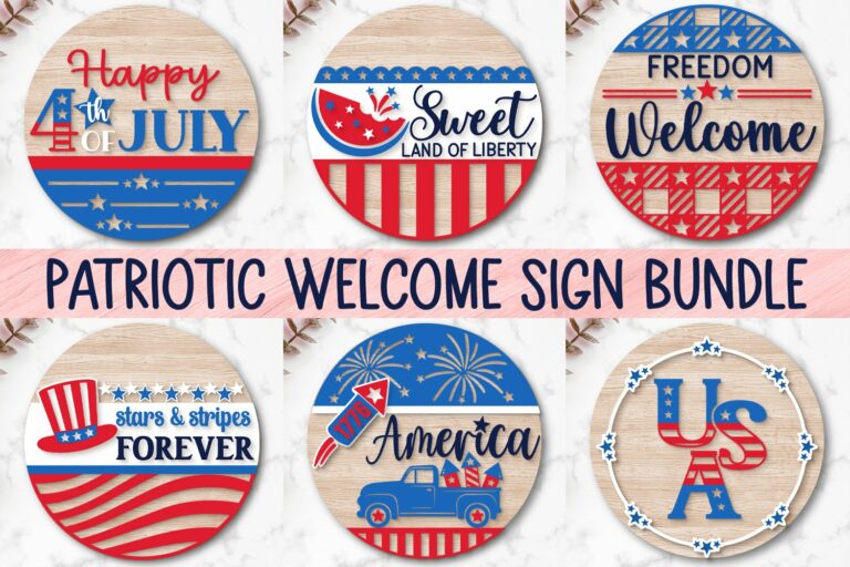 Patriotic Welcome Sign SVG Bundle, 4th of July Door Hanger – MasterBundles