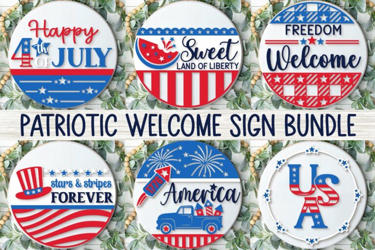 Patriotic Welcome Sign SVG Bundle, 4th of July Door Hanger – MasterBundles