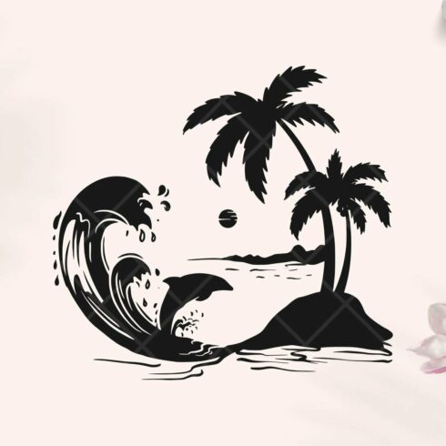 Beach And Dolphin Scene SVG | Master Bundles