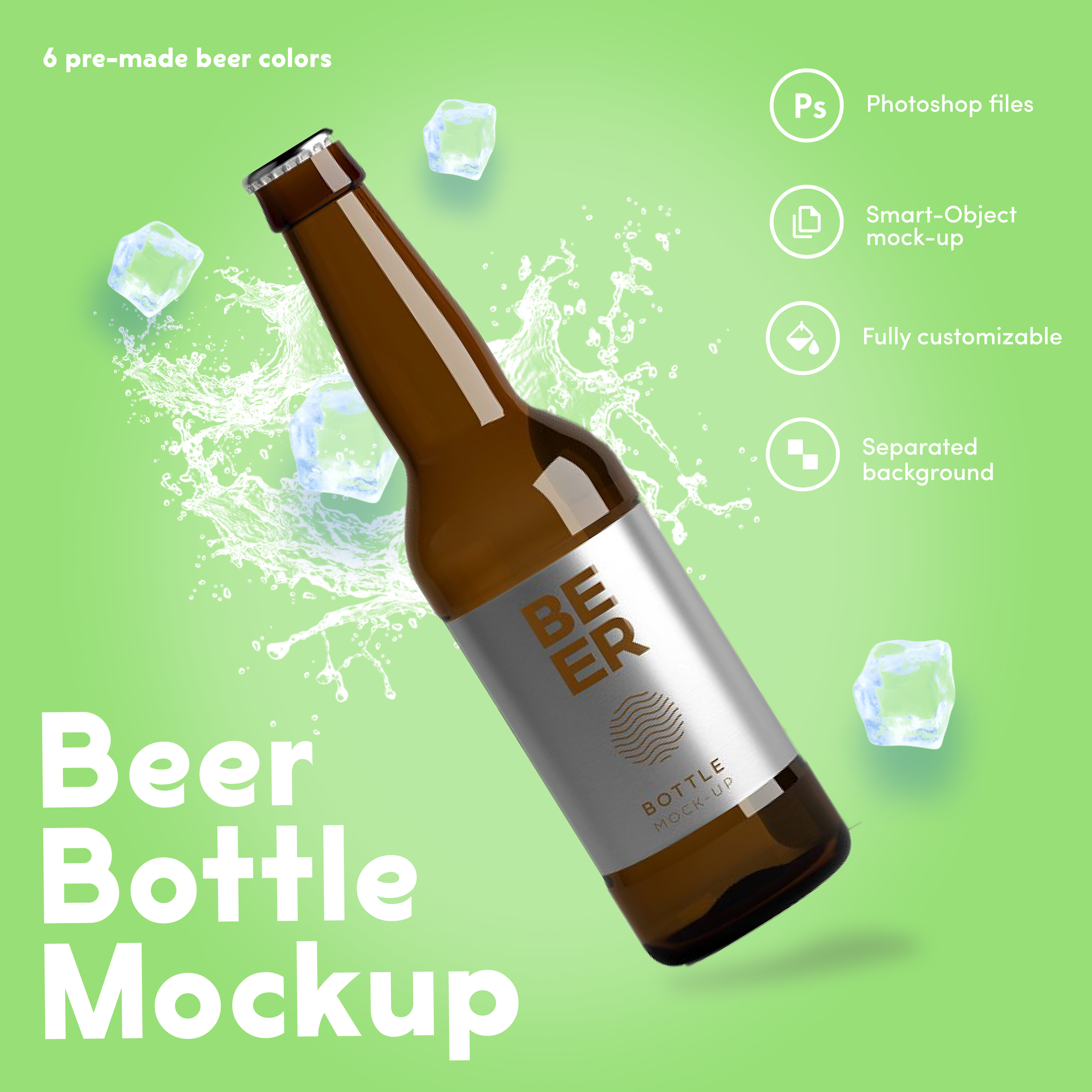 Beer bottle mockup preview.
